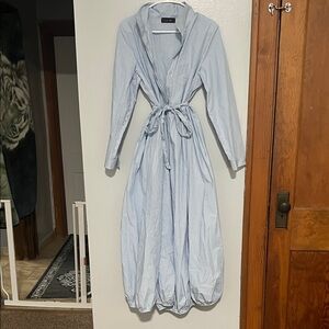 Chic Light Blue Long Sleeve Women's Dress